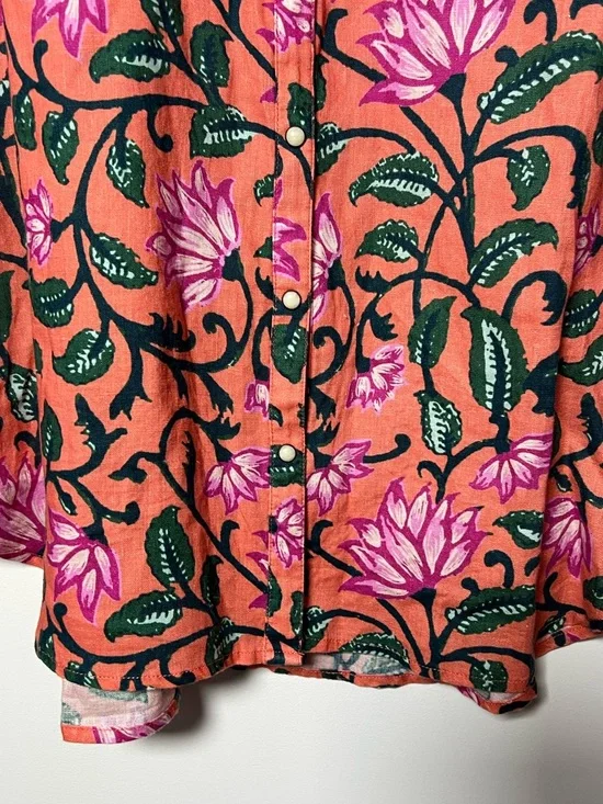Sundance Willow 100% Linen Floral Snap Button-Down Shirt Southwestern Bohemian - Picture 8 of 12